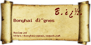 Bonyhai Ágnes névjegykártya